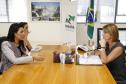 Secretária do Trabalho e Desenvolvimento Social, Fernanda Richa, recebe a Presidente do Provopar de Foz do Iguaçu, Sra Esther Dantas; Deputada Claudia Pereira; Chefe do ER Foz do Iguaçu, Sra Roberta Lopes. Fotos: Rogério Machado / SECS