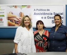 Coordenadora da gestão do SUAS Larissa Tissot e Marcella Martins coordenadora de Financias da Secretaria Estadual da Familia e Desenvolvimento Social junto com Marcia T. de Oliveira Assistente Social ministram aula On Line sobre a gestão do SUAS no Centro Politécnico.Foto:Ricardo Marajó/SEDS